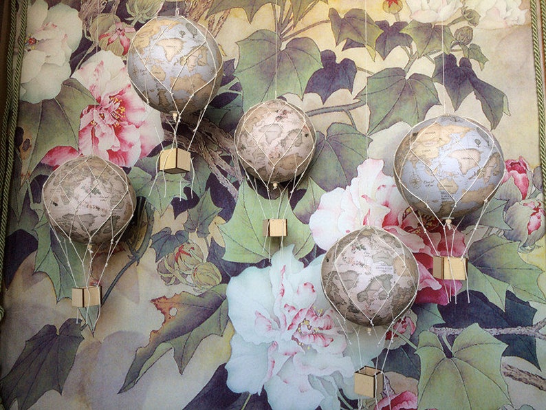 MAP Hot Air Balloon decorations Nursery Decor Mobile Hot Etsy