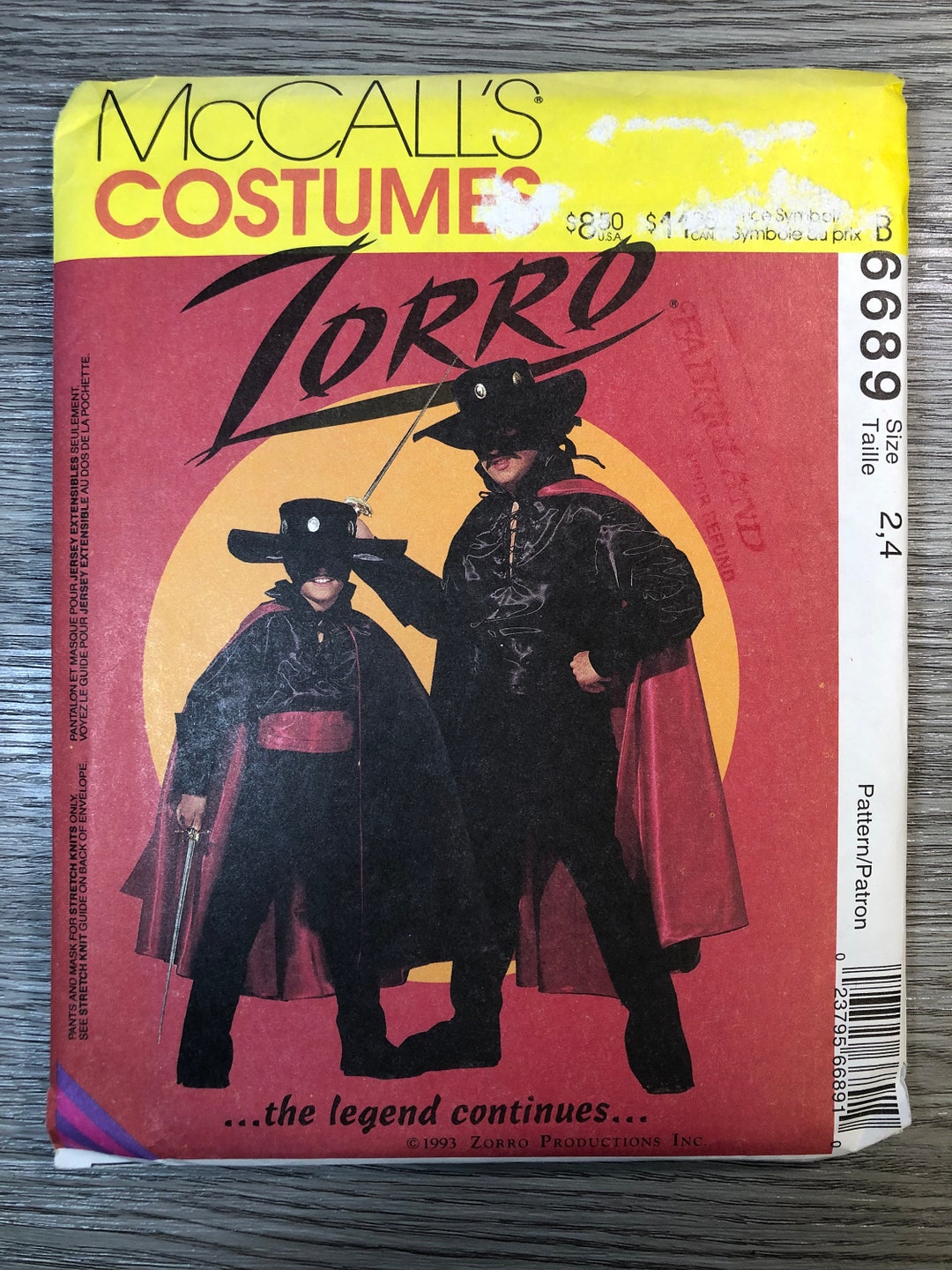 Zorro & Cowboy/indian Costume Sewing Pattern - Mccall's M7226, 6689 - Etsy