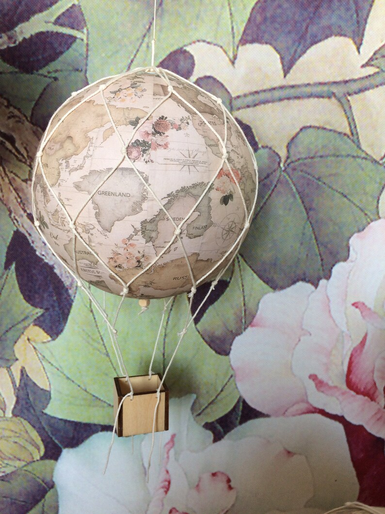MAP Hot Air Balloon decorations Nursery Decor Mobile Hot Etsy