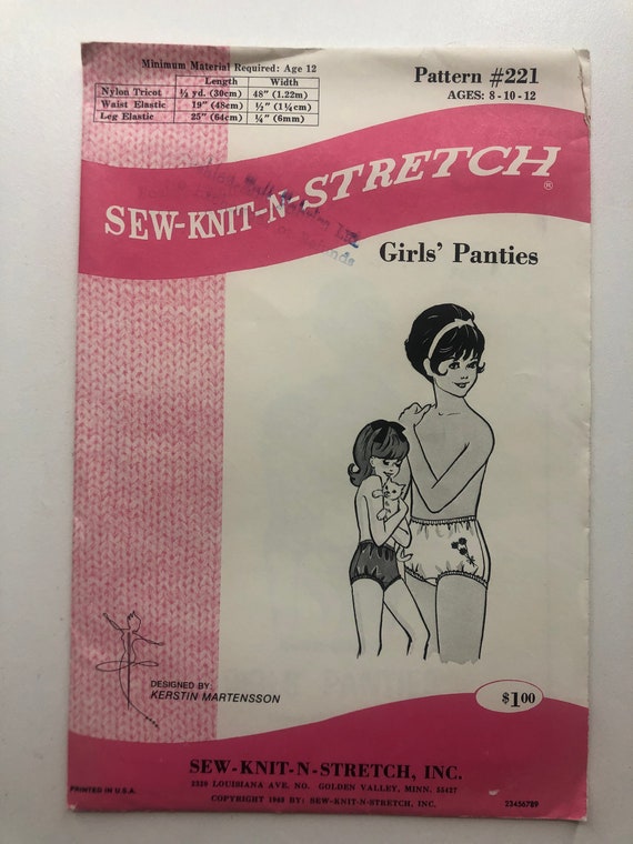 Sew Knit N Stretch 221 1960s Girls Underwear Pattern Panties Briefs  Bloomers Childs Vintage Sewing Pattern Size 8 10 -  Canada