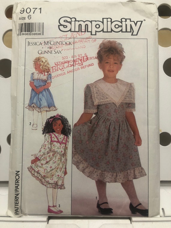 Sewing Pattern Simplicity 9071 OOP Girls' Dress Pattern Size 6