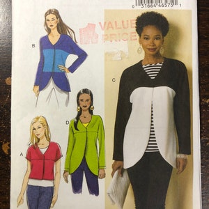 Butterick B6329 Sewing Pattern Uncut size L-XXL Easy to Sew Knit Jacket with Snap Closing, Shaped or Cropped Hemline and Seam Interest