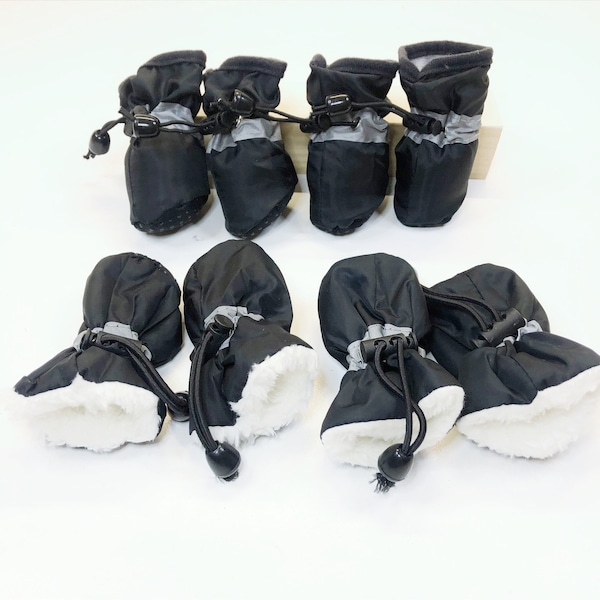 dog winter warm shoes  (Plus fleece thick) Dogs Anti-Slip Dogs Boots Paw Protector, Lightweight Walking Booties