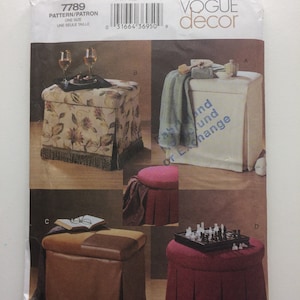 Vintage Vogue Sewing Pattern 7789, Uncut, Storage Ottomans