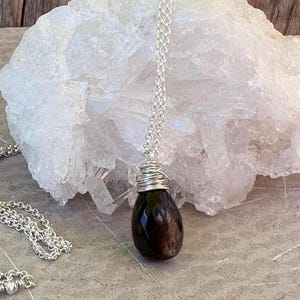 Black Moonstone Necklace, Sterling Silver, AAA Gemstone, June Birthstone, Layering, Minimalist, Rare Gemstone