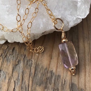 Ametrine Pendant Necklace 14k Gold Filled, Lavender Necklace, Crystal Healing Jewelry, Boho, Power Stone, Layering, February Birthstone