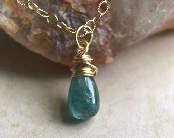 Emerald Pendant Gemstone Necklace- 14k Gold Filled- May Birthstone- Layering Necklace- Crystal Healing Jewelry- Minimalist