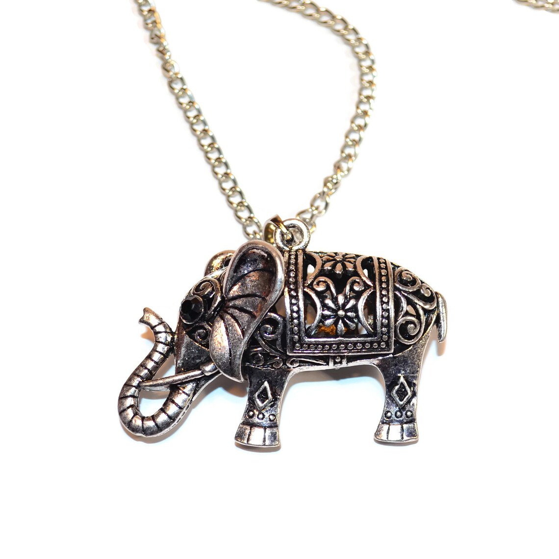 Silver elephant necklace Silver chain necklace Bali elephant | Etsy