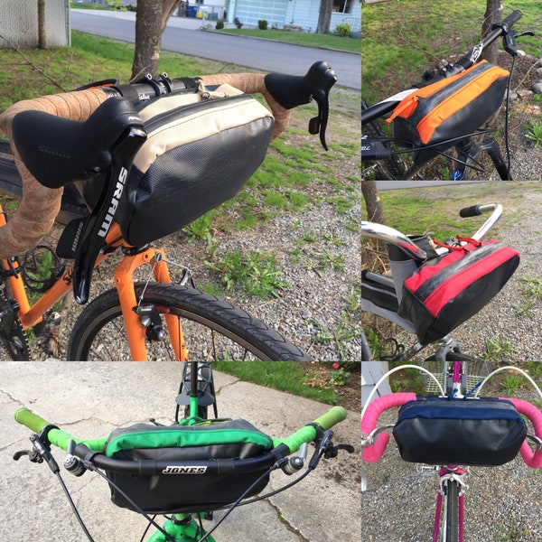 The "Bar Bag" bicycle handlebar bag made from repurposed materials