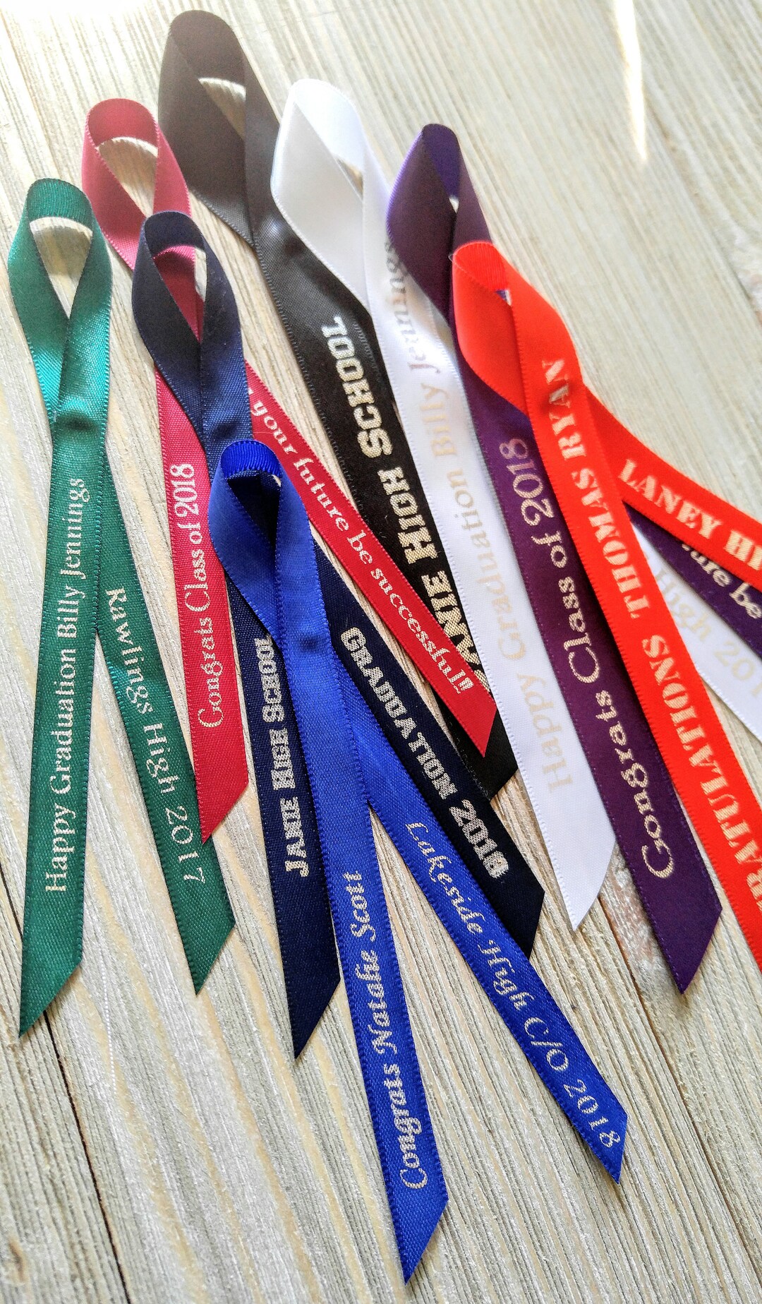 School Graduation Printed Personalized Ribbons All Colors 3/8