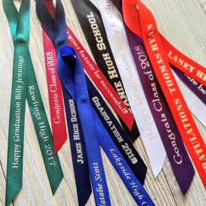 School graduation Printed Personalized Ribbons all colors 3/8&quot; &  5/8&quot;  wide custom print ribbons for favors Imprinted ribbon Name ribbons