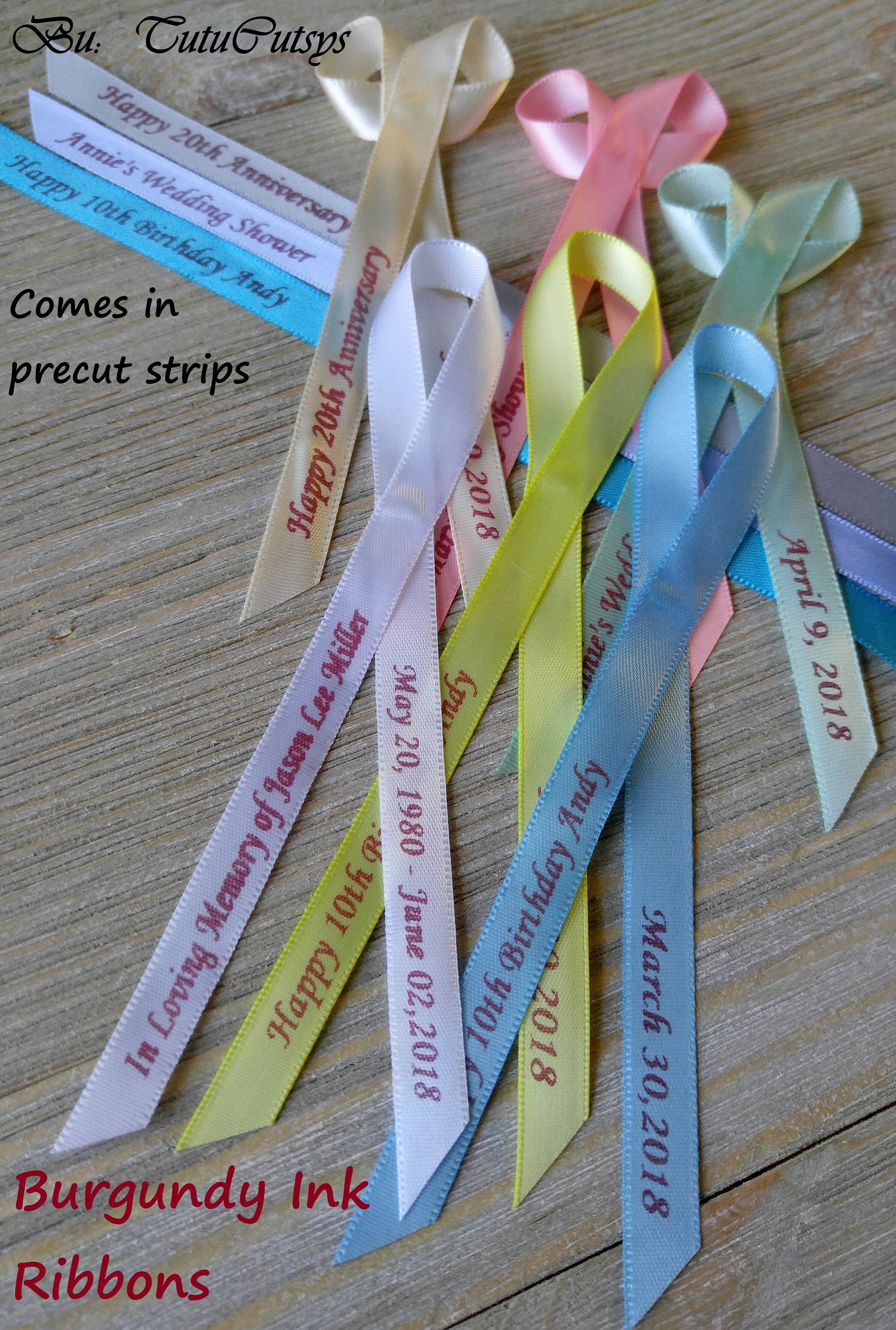 Personalized Ribbons with burgundy text 3/8 inches Etsy