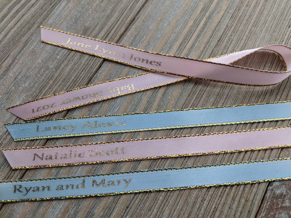 Gold Trim Personalized Printed Ribbons 3/8 Inches Wide - Etsy