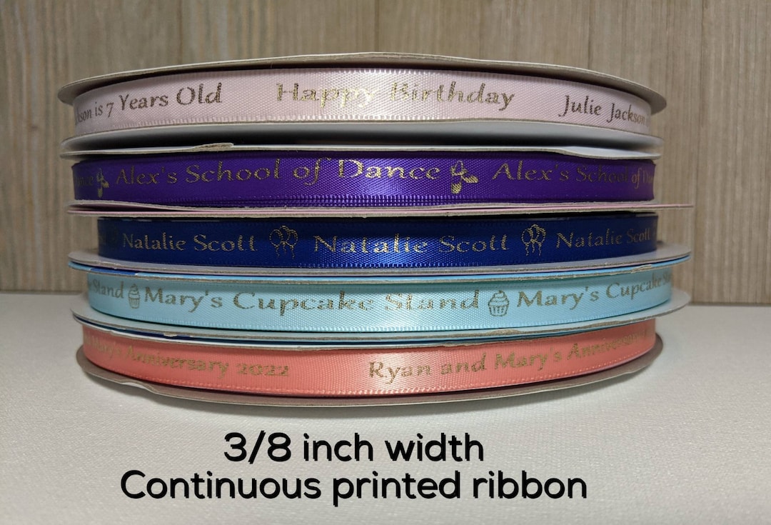 10-200 Yards 3/8 Inches Wide Personalized Logo Ribbon Roll (all ...