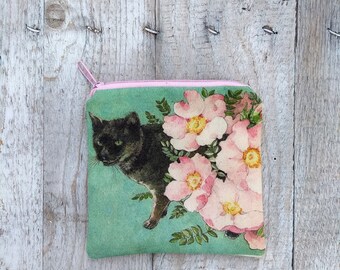 Katzenportrait Tasche, Sonderedition, schwarze Katze unterm Rosenbusch
