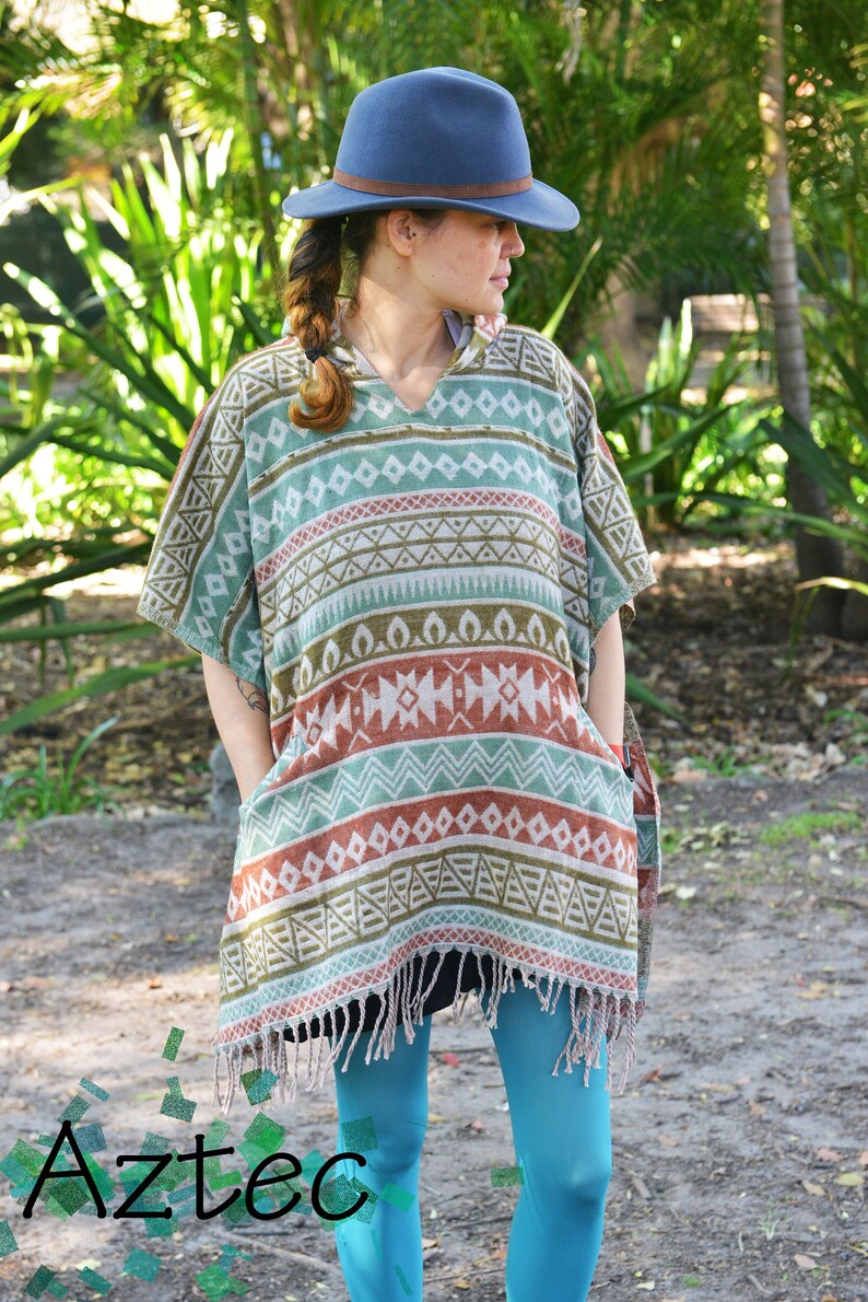 short hooded poncho