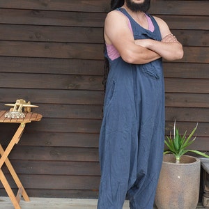 Funky Unisex Overalls, Pure Cotton Overalls, Loose Fitting, Handmade Maternity Trousers, Harem Jumpsuit, Men Baggy Overall image 4