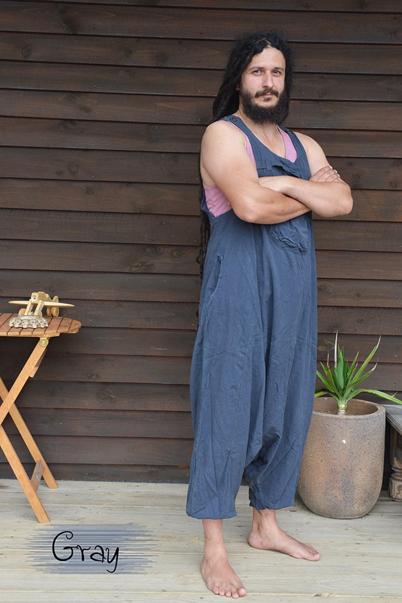 Funky Unisex Overalls, Pure Cotton Overalls, Loose Fitting, Handmade Maternity Trousers, Harem Jumpsuit, Men Baggy Overall image 4