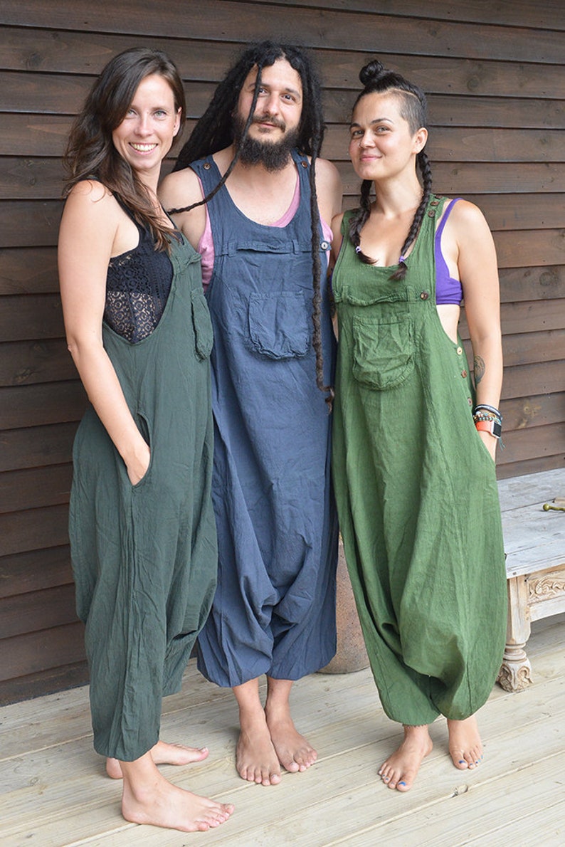 Funky Unisex Overalls, Pure Cotton Overalls, Loose Fitting, Handmade Maternity Trousers, Harem Jumpsuit, Men Baggy Overall image 1