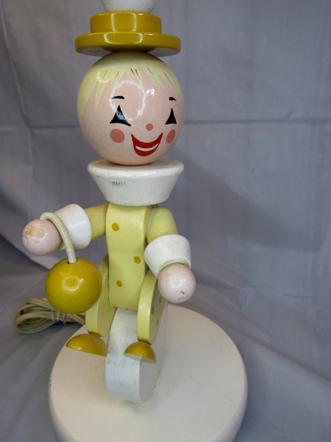 Clown Table Lamp Night Lite Wood Nursery Plastics Inc. 1960s Etsy