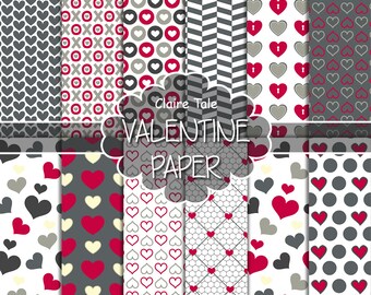 Valentine's day digital paper: VALENTINE'S | Etsy