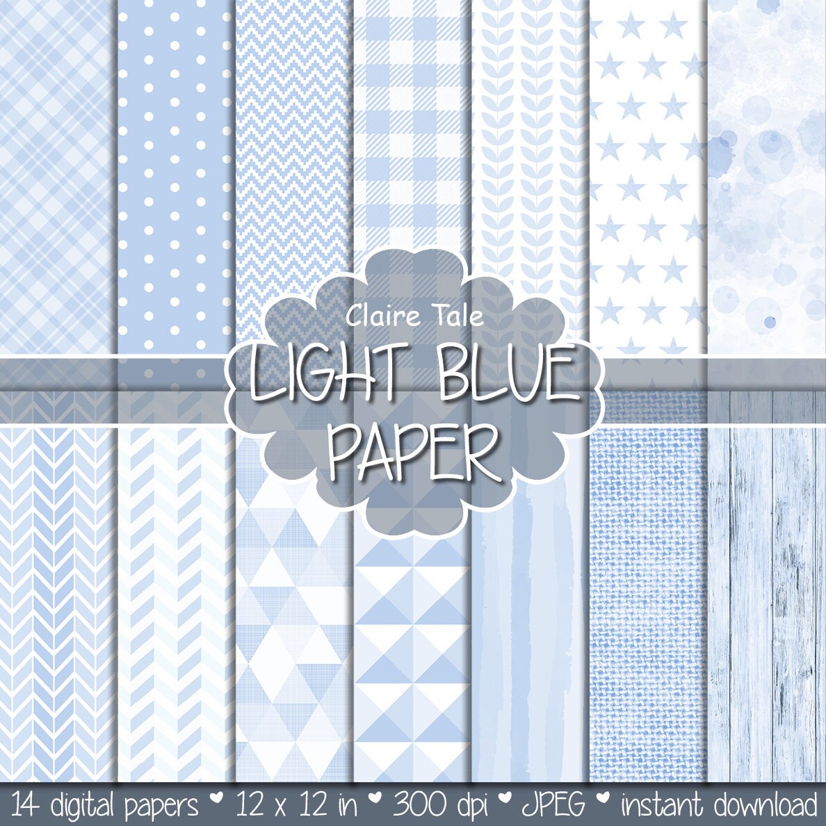 Light blue digital paper Light blue scrapbooking paper Light | Etsy
