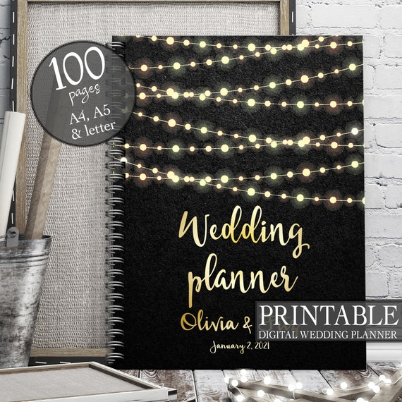 Gold wedding planner, Gold wedding binder, Gold wedding checklist, Gold printable planner, Gold wedding to do list, Wedding PDF planner