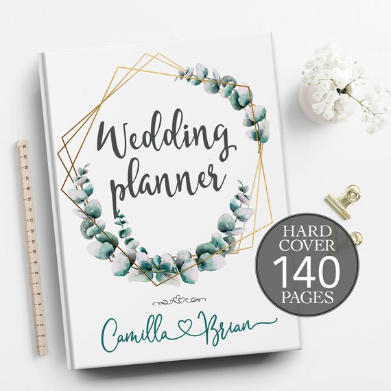 Eucalyptus wedding planner, Engagement gift, Greenery wedding planning book, Eucalyptus geometric binder, Bridal shower gift, Winter wedding