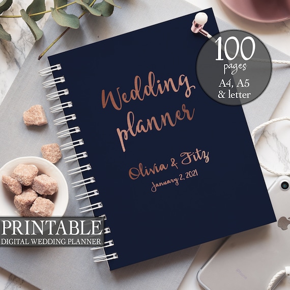 Printable wedding planner, Copper wedding planner, Copper wedding binder, Wedding checklist, Copper wedding organiser, Copper wedding kit