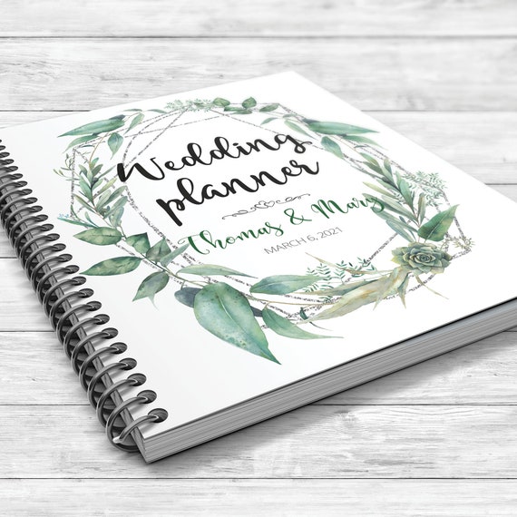 Succulent geometric binder, Greenery wedding planning book, Succulents greenery wedding planner, Bridal shower gift, Winter wedding planner