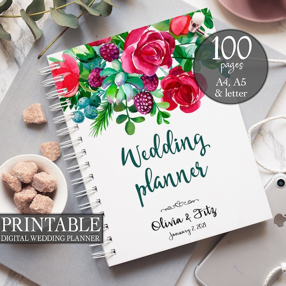 Wedding planner printable, Printable wedding planner, Floral wedding binder, Spring wedding planner, Wedding checklist, Wedding to do list