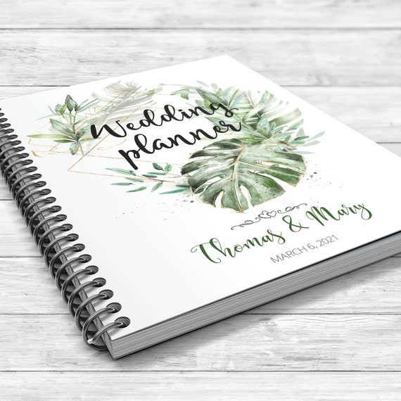 Wedding planner, Tropical wedding planner, Jungle wedding planning book, Palm leaves binder, Bridal shower gift, Personalised planner
