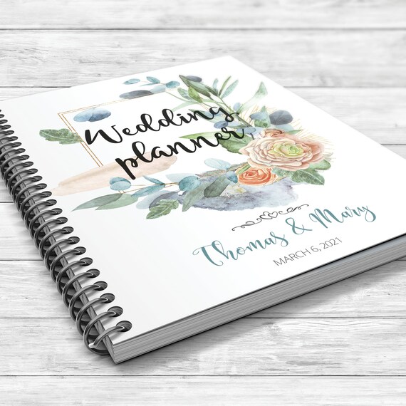 Peach floral binder, Dusty rose wedding planner, Geometric wedding planning book, Boho floral planner, Bridal shower gift, Wedding planner