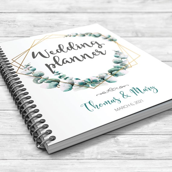 Eucalyptus wedding planner, Greenery wedding planning book, Eucalyptus geometric greenery binder, Bridal shower gift, Winter wedding planner