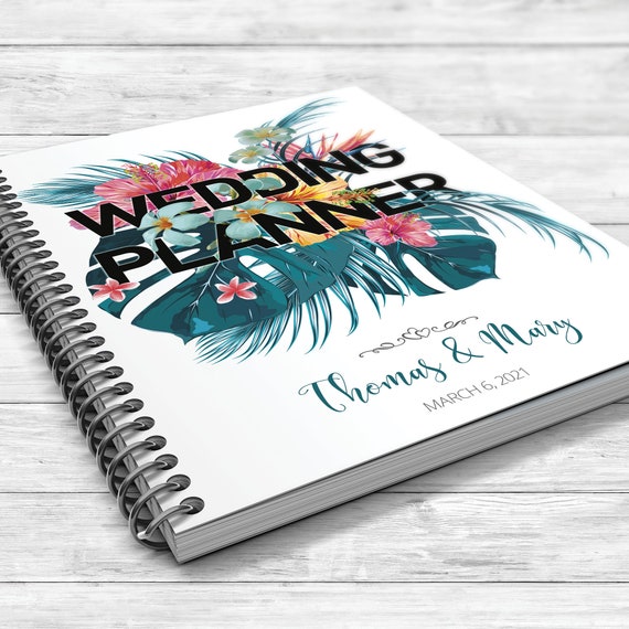 Jungle wedding planner, Tropical wedding planner, Tropical leaves binder, Bridal shower gift, Wedding planner, Summer planner, Palm leaf