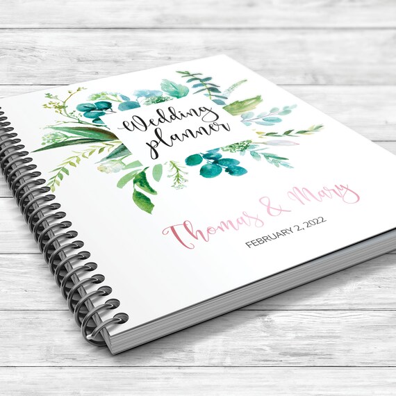 Wedding planner, Greenery wedding planner, Eucalyptus wedding planning book, Greenery binder, Bridal shower gift, Personalised planner