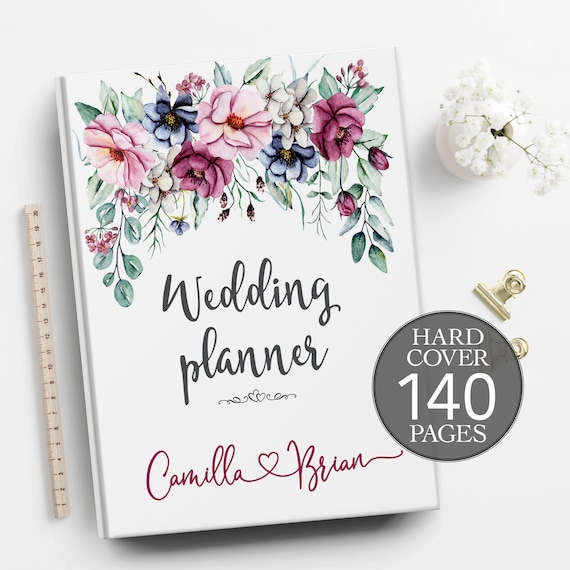 Personalised wedding planner, Floral wedding planner, Bridal shower gift, Boho wedding planner, Peonies planner, Engagement gift