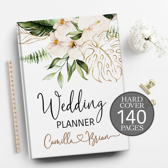 Tropical wedding planner, Wedding planner, Jungle wedding planning book, Summer wedding binder, Bridal shower gift, Personalised planner