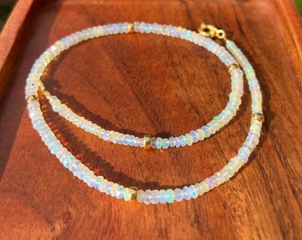 オパールビーズネックレス ブルーオパールビーズネックレス40cm