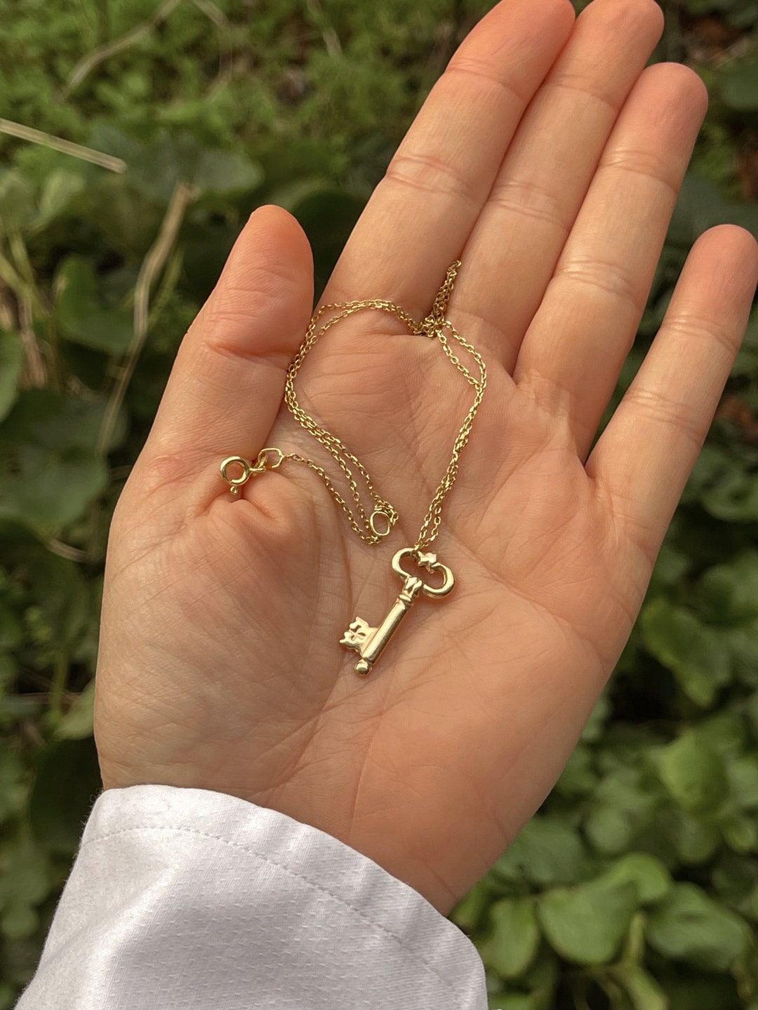 Key Necklace, Key Pendant on a Chain, Valentines Gift, Golden Key