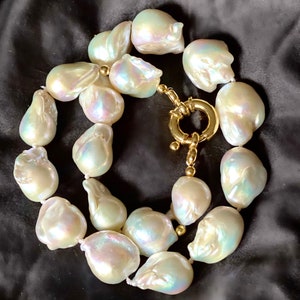 Chunky baroque pearl necklace, AAA quality fresh water pearls, wedding necklace, gold vermeil or solid gold clasp image 7