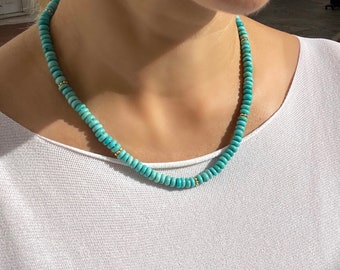 American turquoise rondelle beaded necklace