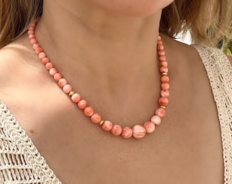 Naszyjnik z koralowca ze skóry anioła, lite złoto 18k, naturalny koral głębinowy