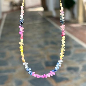 Multi Sapphire Necklace, Dainty gemstone necklace, gift for her, September birthstone necklace