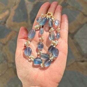 Necklace “Espuma Marina” in Fluorite And Aquamarine