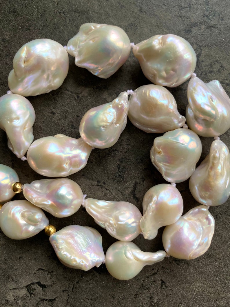 Chunky baroque pearl necklace, AAA quality fresh water pearls, wedding necklace, gold vermeil or solid gold clasp image 3