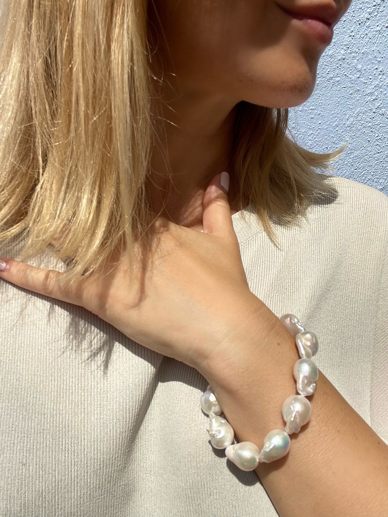 Baroque pearl bracelet, pearl jewelry, handmade jewelry, pearl bracelets, wedding jewelry, bridal bracelet image 6