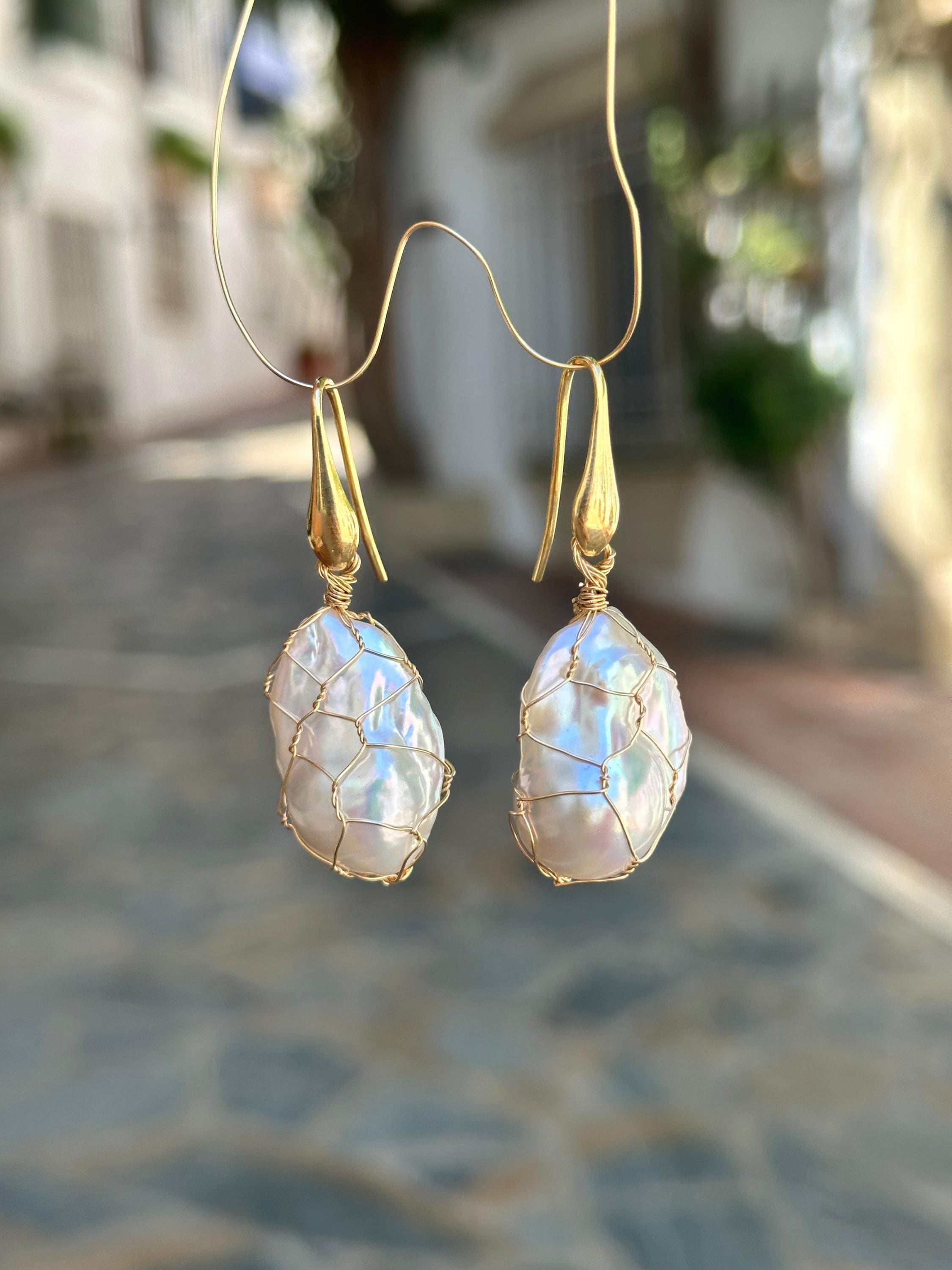 Burmese Pearl Drop Earrings Pearl Zircon Teardrop Earrings