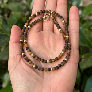 Tigers eye beaded necklace, gold filled, layering necklace, tigers eye jewelry