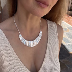 Mother of Pearl Statement Necklace: Freshwater Pearls, 14k Gold Filled